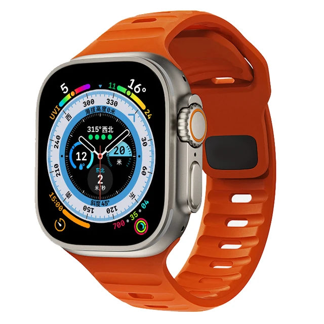 Silicone Sport Strap For Apple Watch Band 49mm 45mm 44mm 42mm 40mm 41mm 38 correa bracelet iwatch Series 9 8 7 6 5 4 3 se ultra