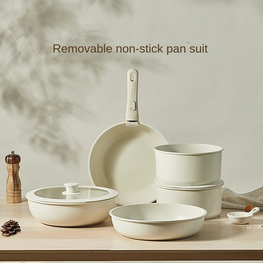 Detachable cookware set, pot, wheat rice stone, flat bottomed pan, non stick pan, frying pan, household handle