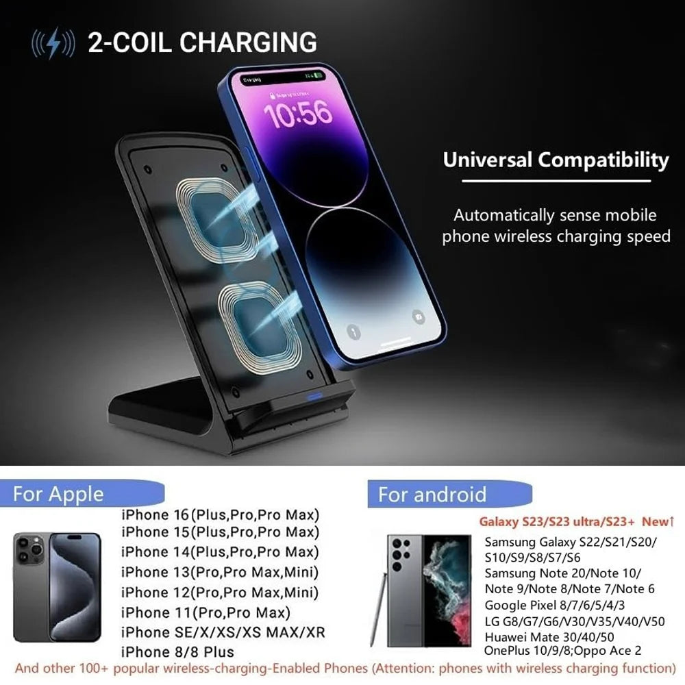 40W Wireless Charger Fast support for Samsung S24 S23 S22 21 Ultra Quick Charging Stand For iPhone 16 15 14 13 Pro Max Xiaomi 14